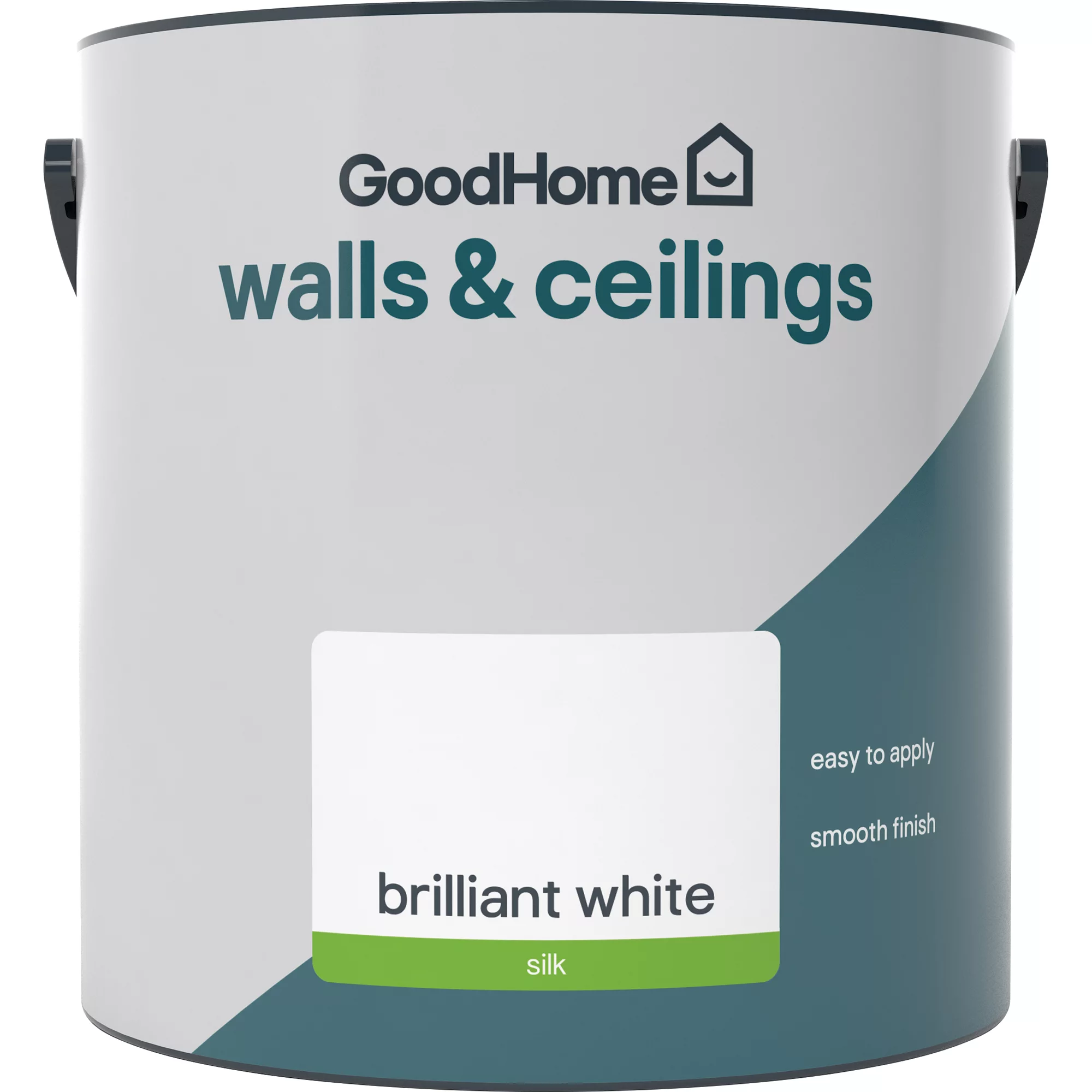 GoodHome Walls & Ceilings Brilliant White Vinyl Silk Emulsion Paint, 2.5L 4 GoodHome Walls & Ceilings Brilliant White Vinyl Silk Emulsion Paint, 2.5L - Image 2