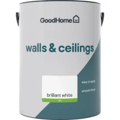 GoodHome Walls & Ceilings Brilliant White Vinyl Silk Emulsion Paint, 5L 5 GoodHome Walls & Ceilings Brilliant White Vinyl Silk Emulsion Paint, 5L -Goodhome goodhome walls ceilings brilliant white vinyl silk emulsion paint 5l5059340232010 02c