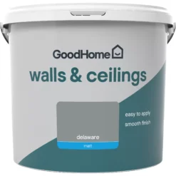 GoodHome Walls & Ceilings Delaware Matt Emulsion Paint, 5L -Goodhome goodhome walls ceilings delaware matt emulsion paint 5l3663602596509 02c