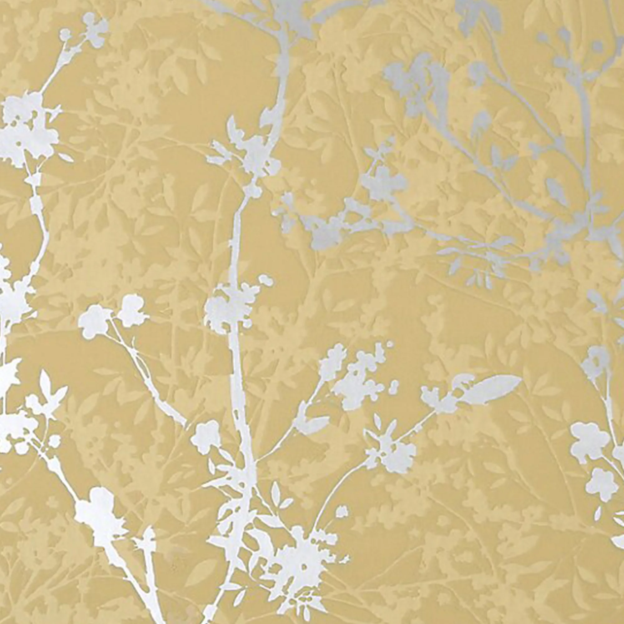 GoodHome Wavendon Yellow Sprig Silver Effect Textured Wallpaper 5 GoodHome Wavendon Yellow Sprig Silver Effect Textured Wallpaper - Image 3