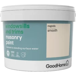 GoodHome Windowsills & Trims Magnolia Smooth Matt Masonry Paint, 2.5L -Goodhome goodhome windowsills trims magnolia smooth matt masonry paint 2 5l3663602520603 02c