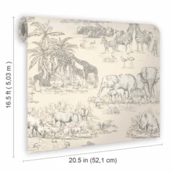 GoodHome Zircon Cream Watering Hole Metallic Effect Smooth Wallpaper -Goodhome goodhome zircon cream watering hole metallic effect smooth wallpaper3663602020325 02t